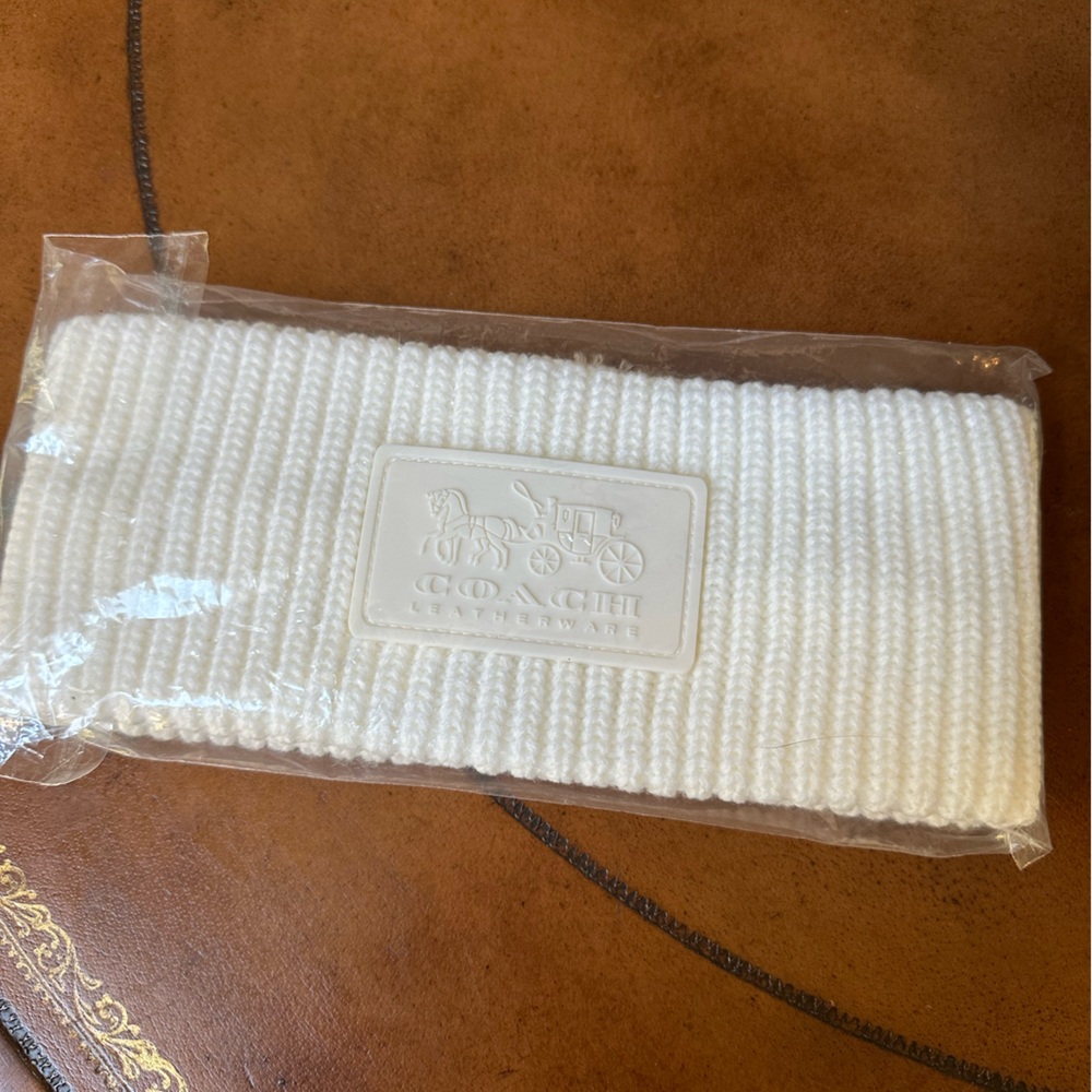 Coach knit headband with rubber logo patch